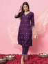 Purple Silk Blend Pant Suit 190069 Closure View